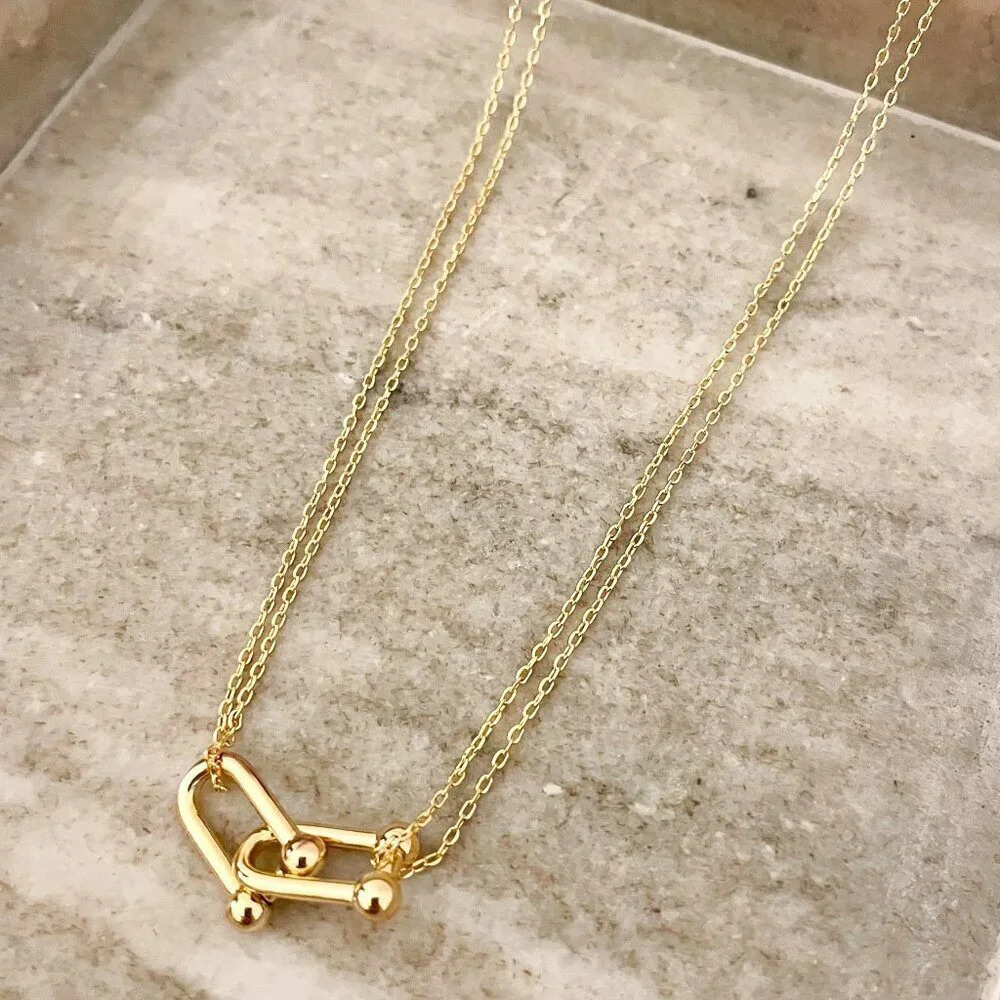 925 Sterling Silver U Link Necklace Link Necklace Modern Choker Necklace